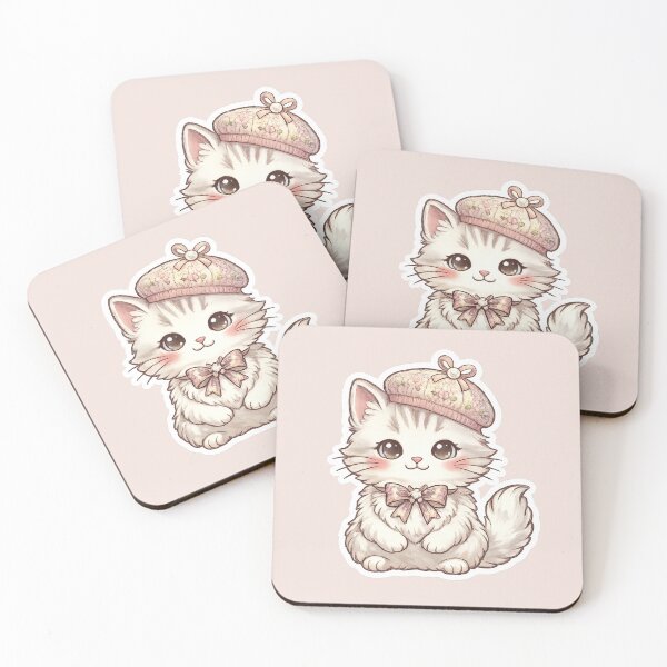 Item preview, Cute Kawaii Cat Sticker Beret Aesthetic designed and sold by Serene Whiskers.