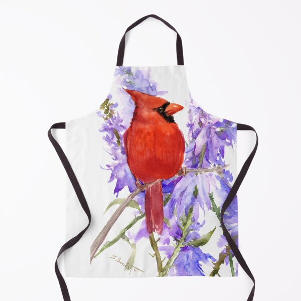 Item preview, Cardinal with Purple-Blue Flowers designed and sold by surenart.