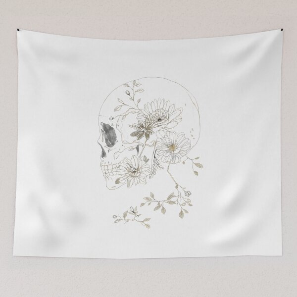 Item preview, Skull and flowers designed and sold by uunaa.