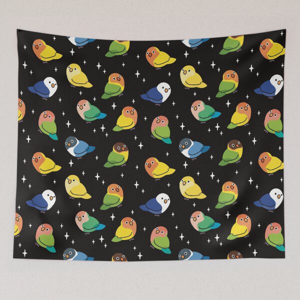 Item preview, Tiny lovebirds in black designed and sold by Erika Vaigel Creations.