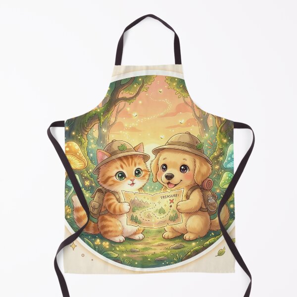 Artikelvorschau, Niedliches Katzen- und Hunde-Schatzsuche-Abenteuer | Kawaii-Waldforscher-Haustiere | Furfolkz Niedliches Tierdesign entworfen und verkauft von Furfolkz.