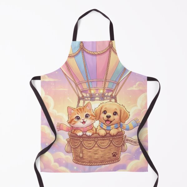 Item preview, Cute Cat and Dog Hot Air Balloon Adventure | Kawaii Animal Sky Journey | Furfolkz Whimsical Pet Friends designed and sold by Furfolkz.