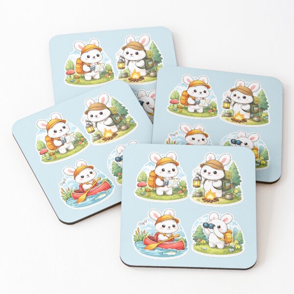 Item preview, Kawaii Bunny Adventures – Camping & Explorer Sticker Set designed and sold by blankTeeShirt.