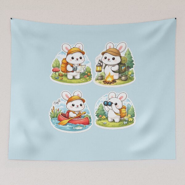 Item preview, Kawaii Bunny Adventures – Camping & Explorer Sticker Set designed and sold by blankTeeShirt.