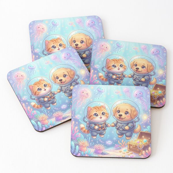 Item preview, Cute Cat and Dog Underwater Astronaut Adventure | Kawaii Space Diver Pets | Furfolkz Ocean Explorer Design designed and sold by Furfolkz.