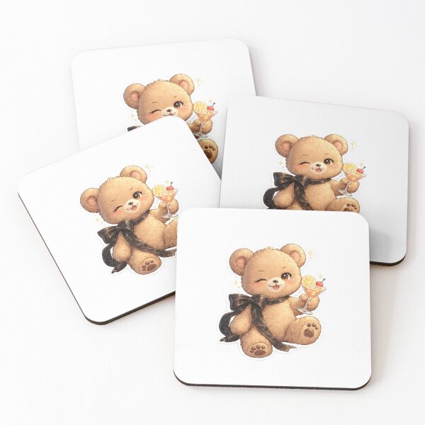 Item preview, Sassy Teddy Bear Cocktail – Kawaii Wink Party Sticker ??✨ designed and sold by SparkVault.