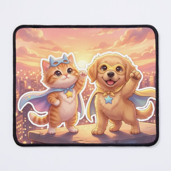 Item preview, Cute Cat and Dog Superhero Duo | Kawaii Pet Heroes of Hero City | Furfolkz Cute Animal Super Team designed and sold by Furfolkz.