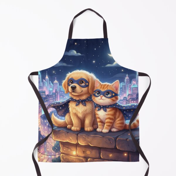 Item preview, Cute Cat and Dog Night Superheroes | Kawaii Pet Guardians of the City | Furfolkz Adorable Animal Hero Duo designed and sold by Furfolkz.