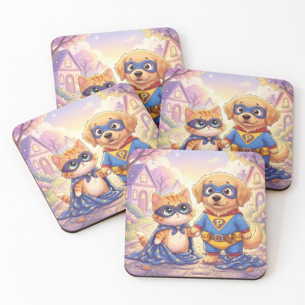 Item preview, Cute Cat and Dog Superhero Best Friends | Kawaii Pet Hero Duo | Furfolkz Adorable Animal Team designed and sold by Furfolkz.