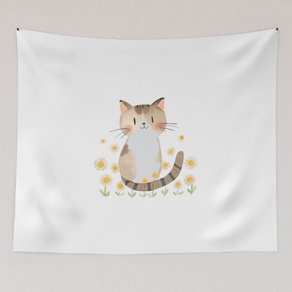 Item preview, Cat with daisies designed and sold by uunaa.