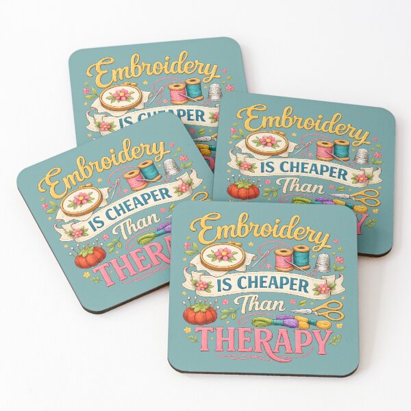Item preview, Embroidery Is Cheaper Than Therapy – Cute Sewing & Craft Illustration designed and sold by blankTeeShirt.