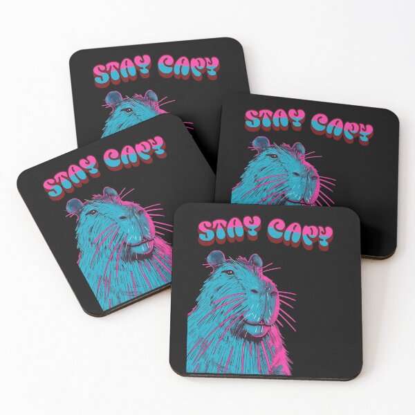 Item preview, Stay Capy Funny Capybara Pun Retro Neon designed and sold by EhrenGeneration.