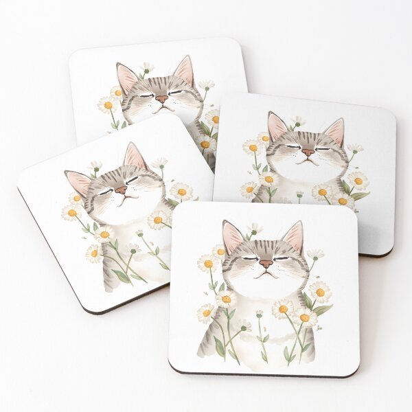 Item preview, Cat with daisies designed and sold by uunaa.