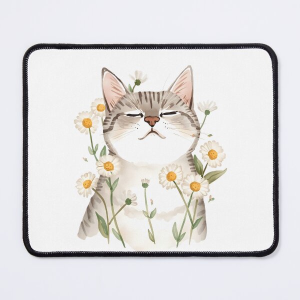 Item preview, Cat with daisies designed and sold by uunaa.