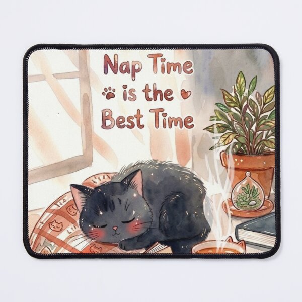 Item preview, Kawaii Cozy Cat Nap - Nap Time is the Best Time Watercolor designed and sold by TatiK-Treasures.