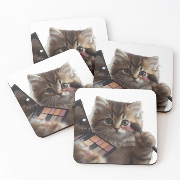 Item preview, Cute Makeup Artist Cat - Meow-k up Time Kawaii Kitten Sticker designed and sold by Timastorart.