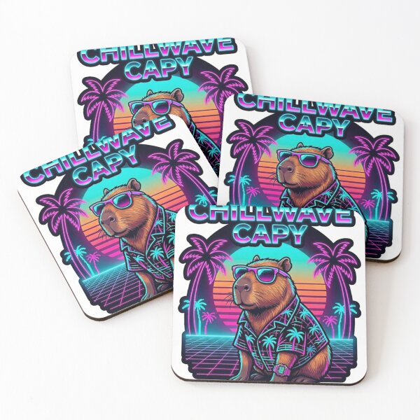 Item preview, Capybara Retro 80s Synthwave - Chillwave Capybara Aesthetic Neon designed and sold by Arru2002.