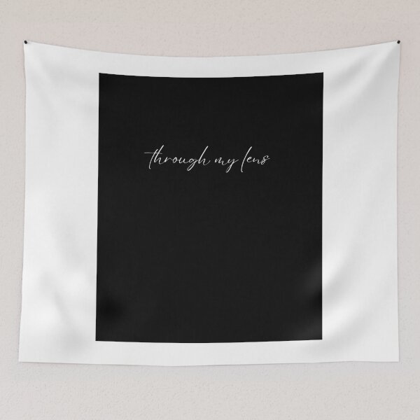 Item preview, Minimal Aesthetic White Typography Quote "Through My Lens" on Black Background Photography Design designed and sold by onubi.