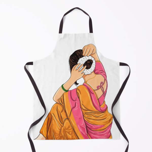 Item preview, Desi Girl Gajra Bun – Saree Aesthetic Indian Pakistani South Aisan Brown Woman Illustration designed and sold by Sketchbook Studio by Aqsaa.