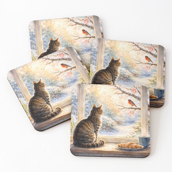 Item preview, Cat Watching a Winter Scene designed and sold by cuprum.