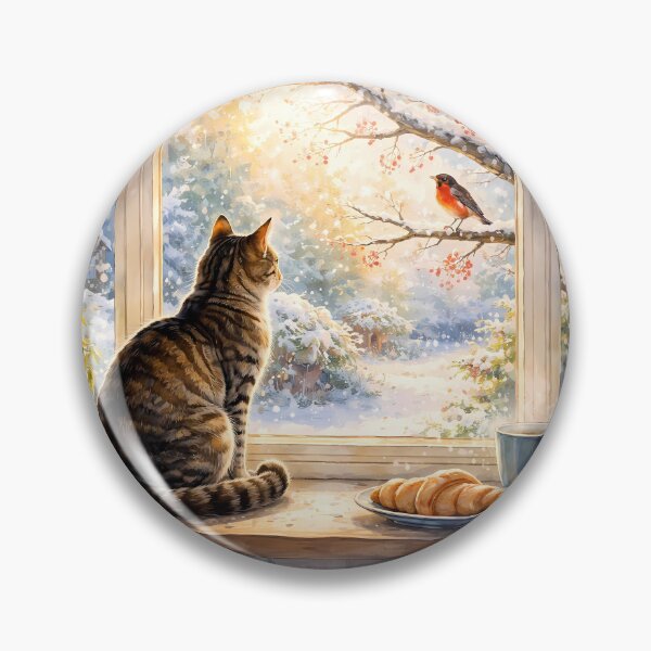 Item preview, Cat Watching a Winter Scene designed and sold by cuprum.
