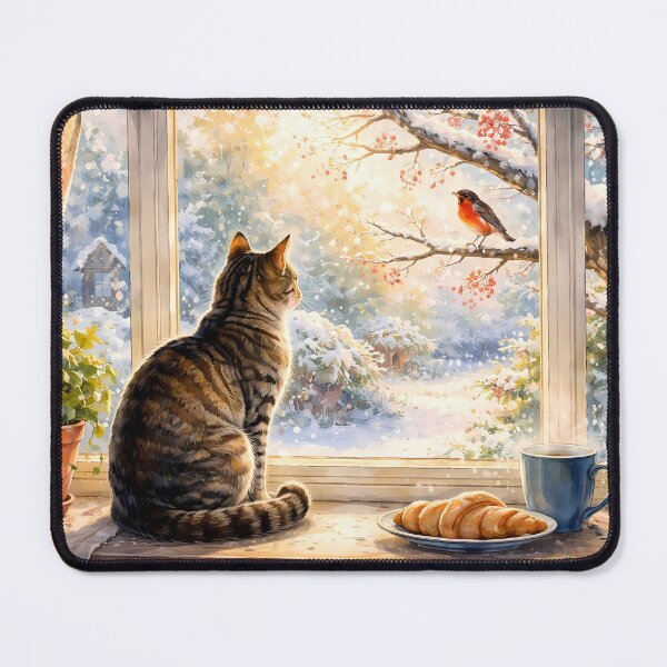 Item preview, Cat Watching a Winter Scene designed and sold by cuprum.