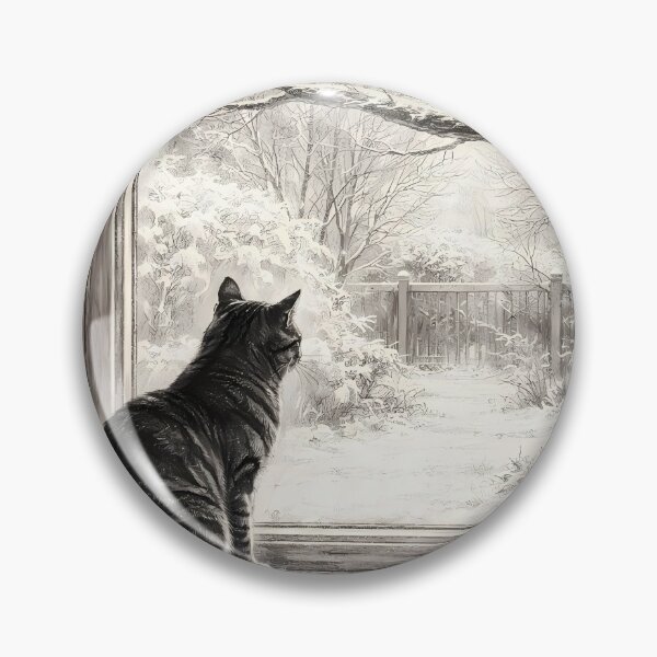 Item preview, Cat Watching Bird on Snowy Day designed and sold by cuprum.
