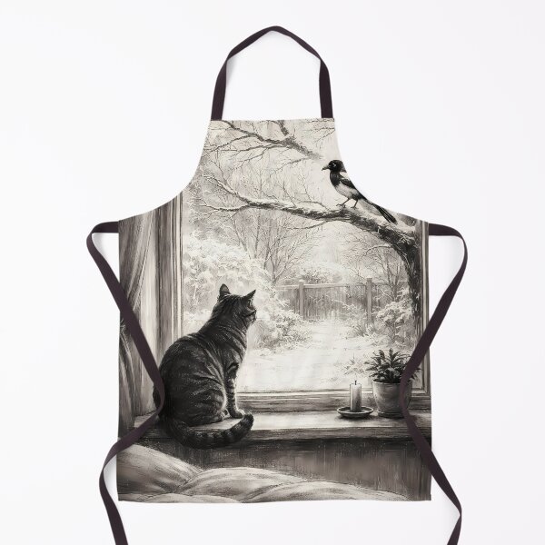 Item preview, Cat Watching Bird on Snowy Day designed and sold by cuprum.