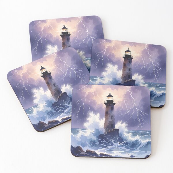 Item preview, Stormy Lighthouse Watercolor: The Guardian of the Sea designed and sold by Serene Strokes Art.
