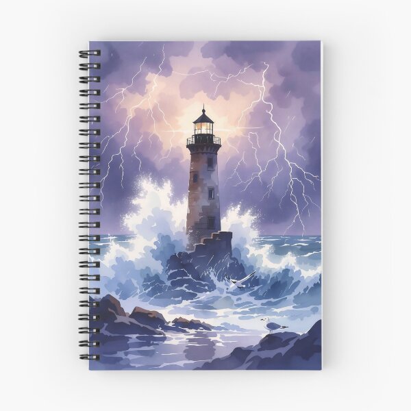 Item preview, Stormy Lighthouse Watercolor: The Guardian of the Sea designed and sold by Serene Strokes Art.