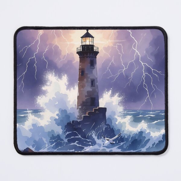 Item preview, Stormy Lighthouse Watercolor: The Guardian of the Sea designed and sold by Serene Strokes Art.