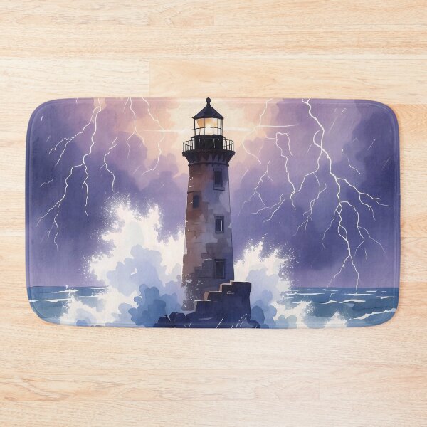 Item preview, Stormy Lighthouse Watercolor: The Guardian of the Sea designed and sold by Serene Strokes Art.
