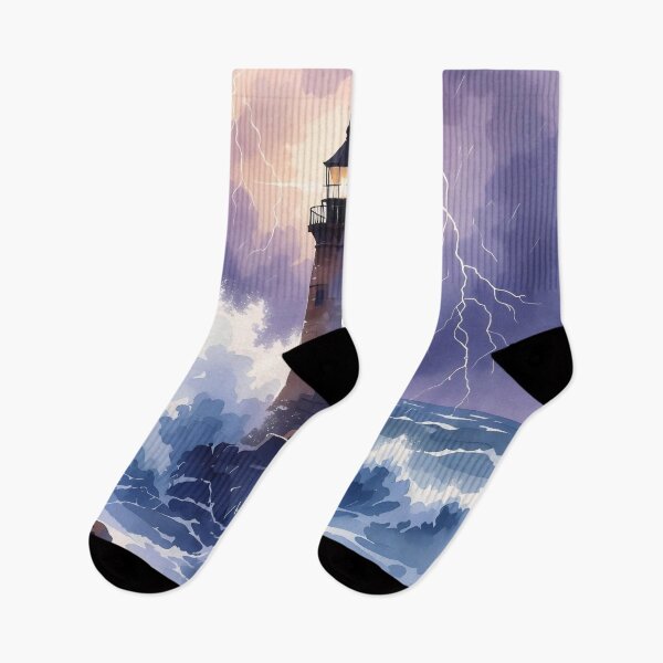 Item preview, Stormy Lighthouse Watercolor: The Guardian of the Sea designed and sold by Serene Strokes Art.