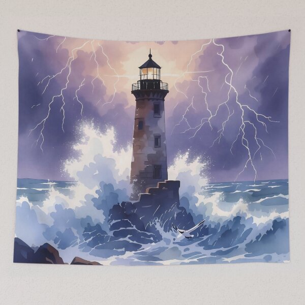 Item preview, Stormy Lighthouse Watercolor: The Guardian of the Sea designed and sold by Serene Strokes Art.