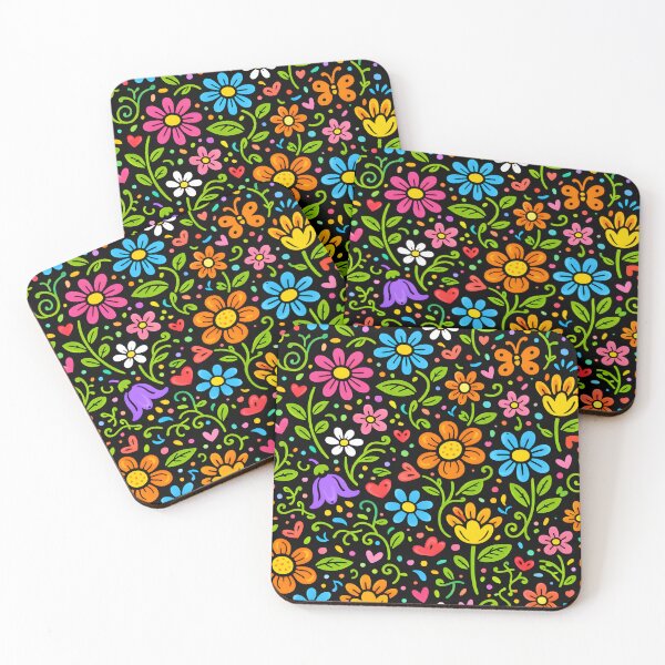 Item preview, Colorful Kawaii Floral Pattern – Cute Flowers & Hearts Doodle Design designed and sold by blankTeeShirt.