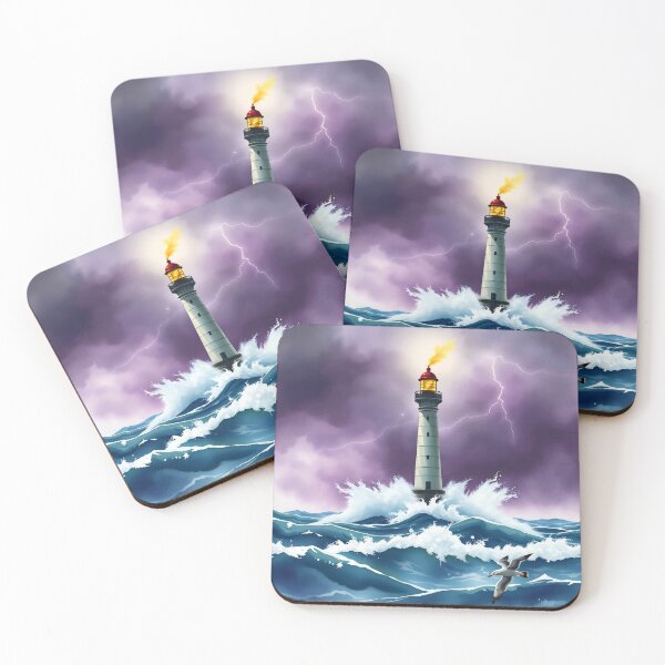 Item preview, Lighthouse Through the Lightning: A Watercolor Sea Storm designed and sold by Serene Strokes Art.