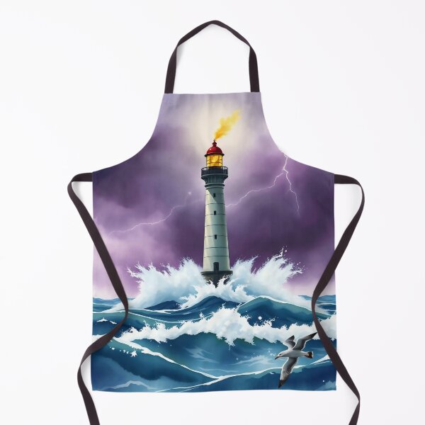 Item preview, Lighthouse Through the Lightning: A Watercolor Sea Storm designed and sold by Serene Strokes Art.