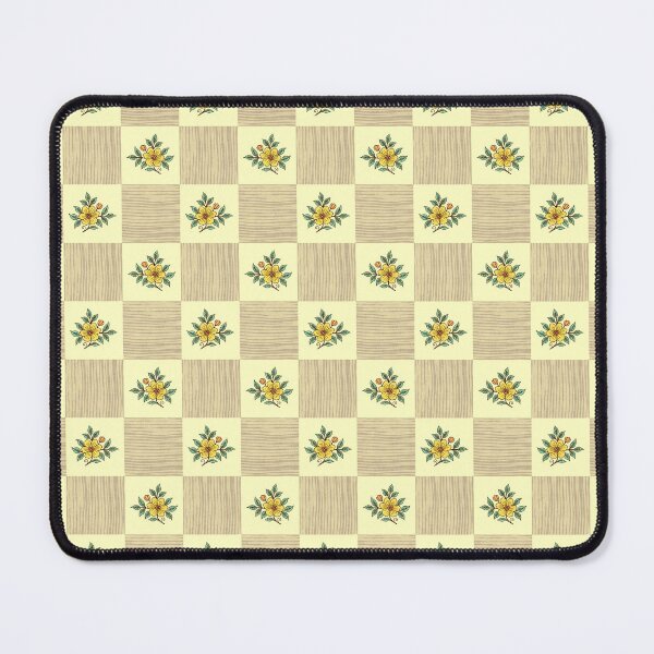 Item preview, Golden Wildflowers On Woodgrain Checkerboard designed and sold by Finding Fortuity.