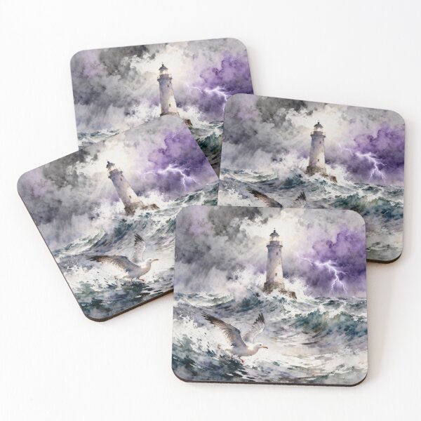 Item preview, The Storm’s Witness: Lighthouse and Seagull Watercolor designed and sold by Serene Strokes Art.