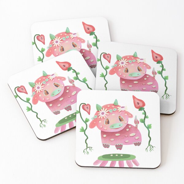 Item preview, Cottagecore Strawberry  Alien Cow Illustration designed and sold by FaliushART.