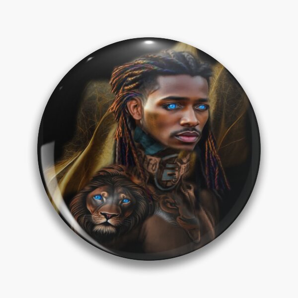 Item preview,  Black Man and Lion Tatt and Bright Blue Eyes designed and sold by Patricia Brown.