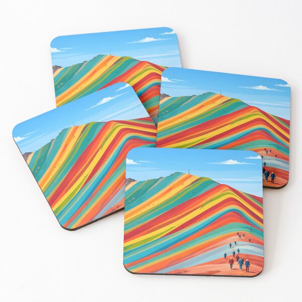 Item preview, Rainbow Mountain Landscape with Hikers designed and sold by Rangmanch.