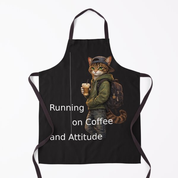 Item preview, Running on Coffee and Attitude – Street Cat Funny Coffee Lover T-Shirt designed and sold by IrynaLineArt.