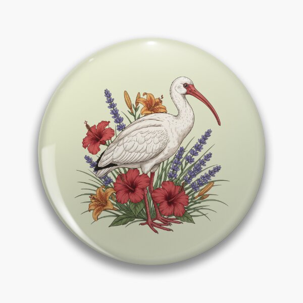 Item preview, American White Ibis With Florals Botanical Bird Theme designed and sold by BirdsnStuff.