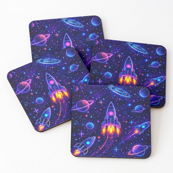 Item preview, Neon Space Rocket Galaxy Wallpaper | Futuristic Cosmic Aesthetic Art designed and sold by Expl0rer.