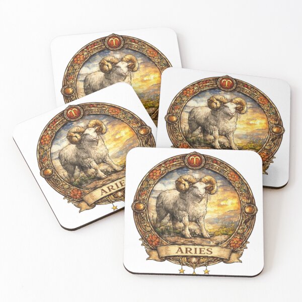 Item preview, Aries Zodiac Stained Glass Illustration – Majestic Ram Emblem designed and sold by Karszul.