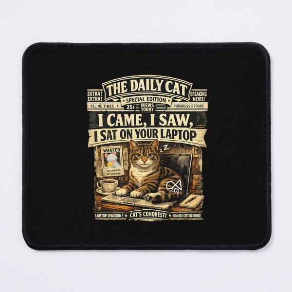 Item preview, "I Came, I Saw, I Sat on Your Laptop Cat " LaMaisonOfMY NEWSPAPER HEADLINES COLLECTION | Black Edition | No.01 designed and sold by LaMaisonOfMY.