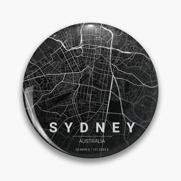 Artikelvorschau, Stadtplan von Sydney | Minimalistischer Stadtplan im Noir-Stil | Wandposter für Sydney entworfen und verkauft von Lovely Maps.