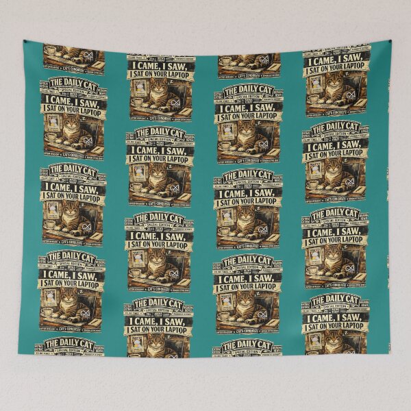 Item preview, "I Came, I Saw, I Sat on Your Laptop Cat " LaMaisonOfMY NEWSPAPER HEADLINES COLLECTION | Green Edition | No.01 designed and sold by LaMaisonOfMY.