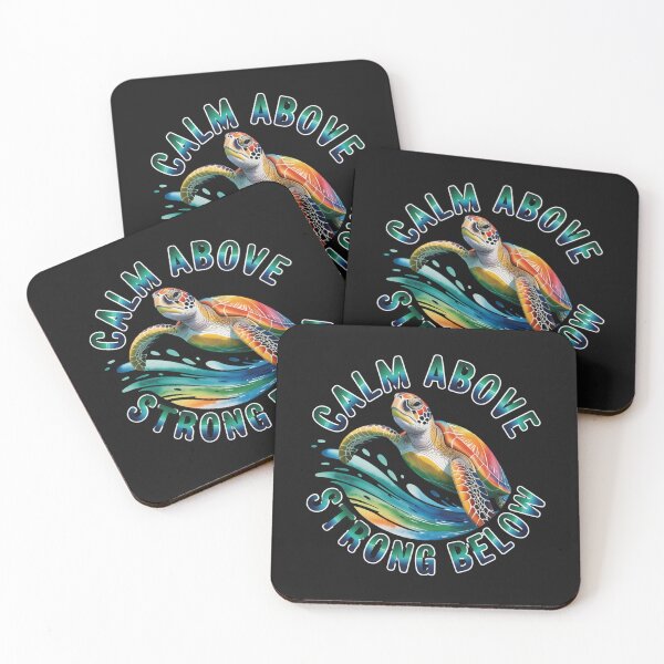 Item preview, Calm Above Strong Below Sea Turtle | Motivational Ocean Animal Illustration designed and sold by RPNdesign.